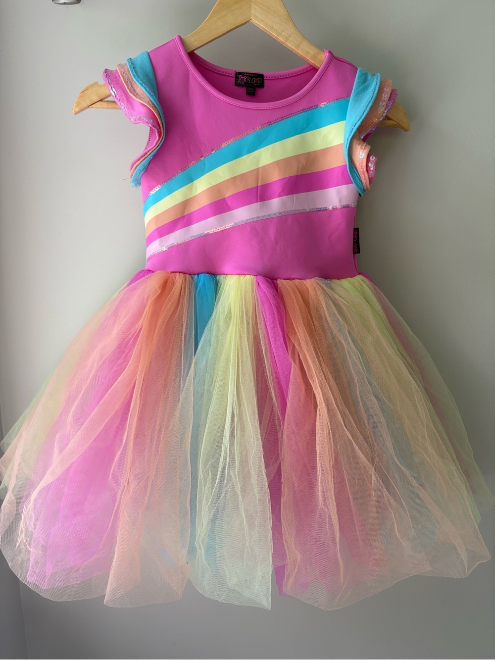 JOJO’S CLOSET Girls' Rainbow Tulle Sequin Costume Party Dress - Pink Size 7-8